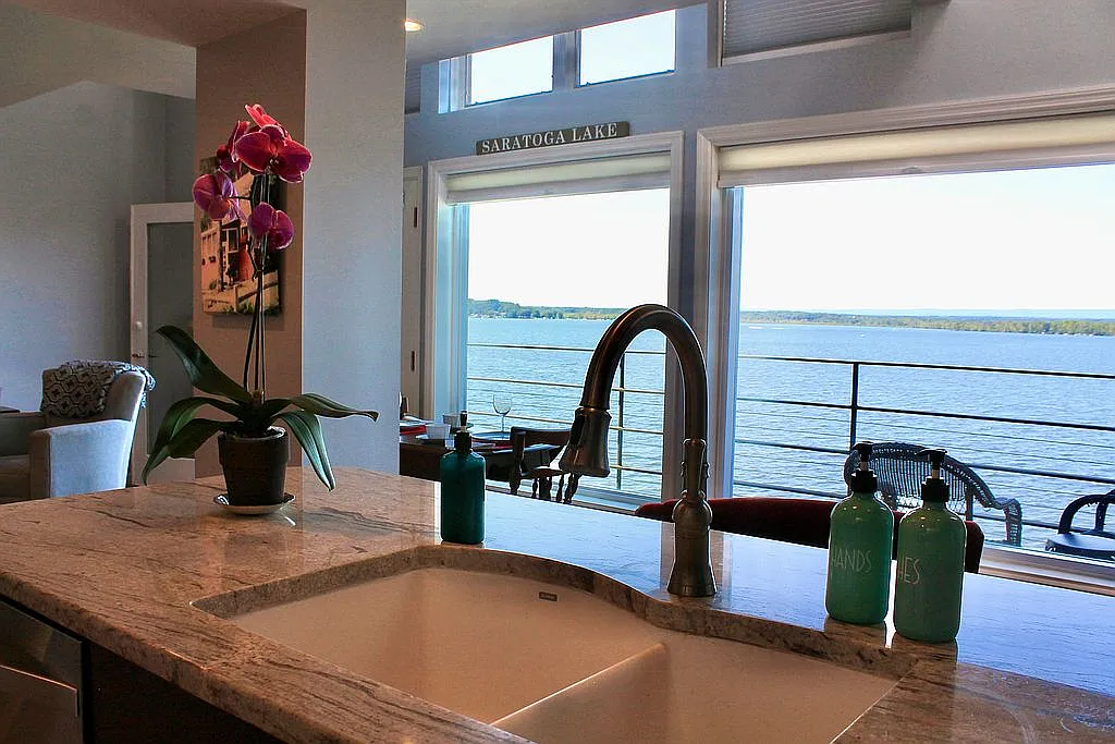 An Architect-Designed Retreat on 125 Feet of Saratoga Lake